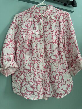Charter Club Linen Floral Print Button-Front Blouse